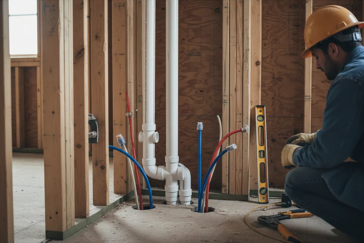 Drain and supply rough-in during Drain Cleaning in Waxahachie