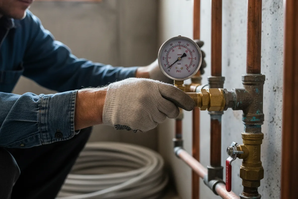 Pressure testing a repaired line during Water Line Repair in Waxahachie